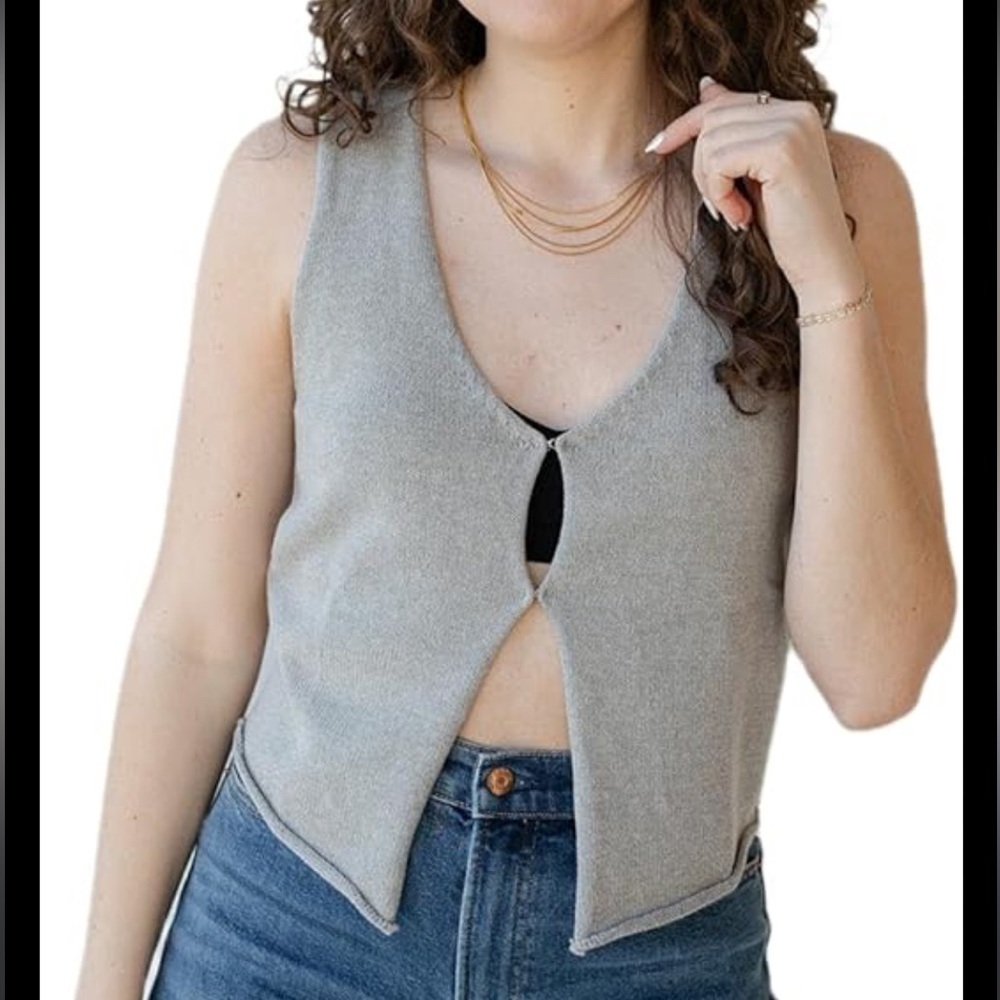Gray Y2K Knit Vest | M
